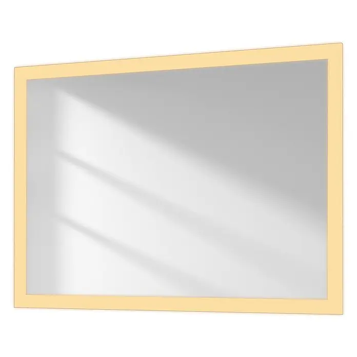 Emke Lichtspiegel Dimlite LM03 -  - Rechteckiger Spiegel mit gelbem Rahmen und Fensterschatten.