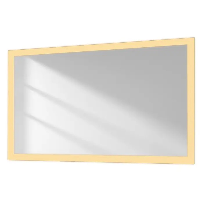 Emke Lichtspiegel Dimlite LM03 -  - Rechteckiger Spiegel mit goldenem Rahmen, der Fensterschatten reflektiert.