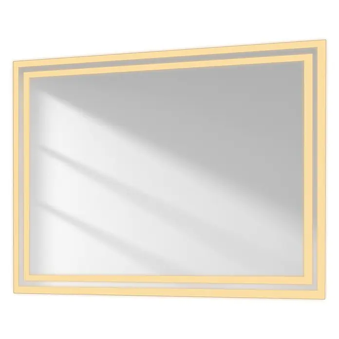 Emke Lichtspiegel Dimlite LM04 - 80 x 60 cm - Rechteckiger Spiegel mit goldenem Doppellinienrahmen.