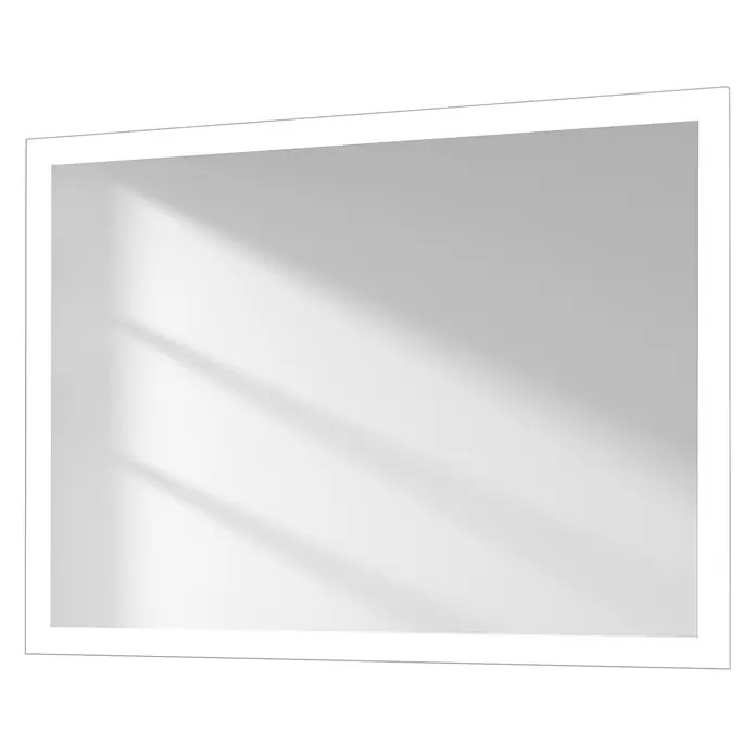Emke Lichtspiegel Dimlite LM03 - 60 x 80 cm - Rechteckiger Spiegel mit dünnem weißem Rahmen, mit reflektierten Fensterschatten.