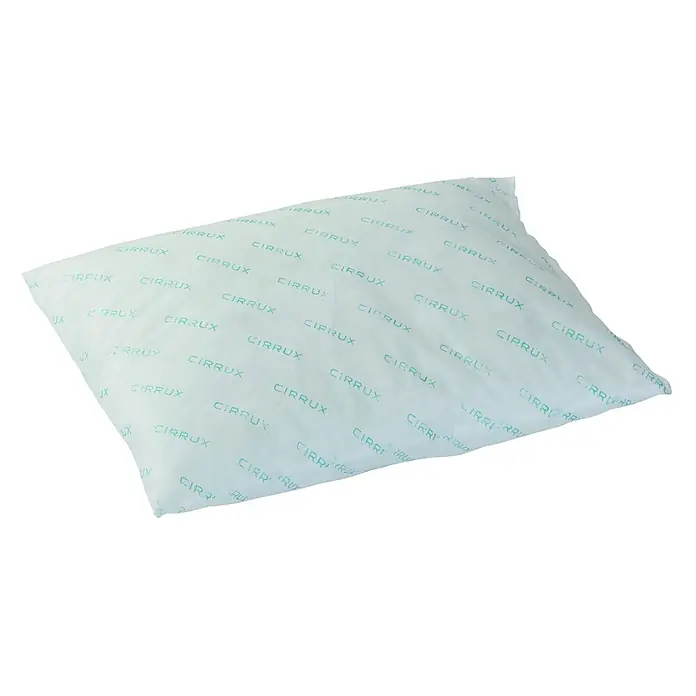 Zarges Aufbewahrungsbox feuerfestes Verpackungskissen 600x400x60mm 15l Volumen -  - Weißes Verpackungskissen mit wiederholtem grünem 'CIRRUX'-Aufdruck, leicht zerknittert.
