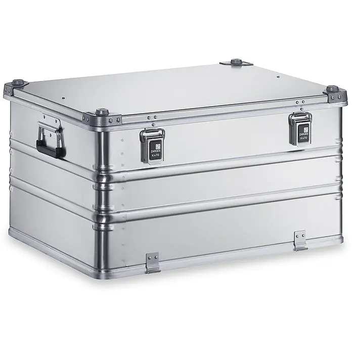Zarges Aufbewahrungsbox Transportkiste K470 Plus Oberteil 800x600x410mm 157l -  - Silberner Aluminium-Transportkoffer ZARGES K470 mit Verschlüssen und Griffen zur sicheren Aufbewahrung.