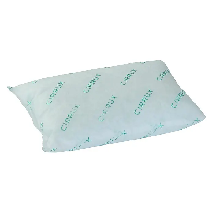 Zarges Aufbewahrungsbox feuerfestes Verpackungskissen 300x200x50mm 2l Volumen -  - Hellblaues Einwegkissen mit wiederholtem grünem 'CIRRUX'-Textmuster.