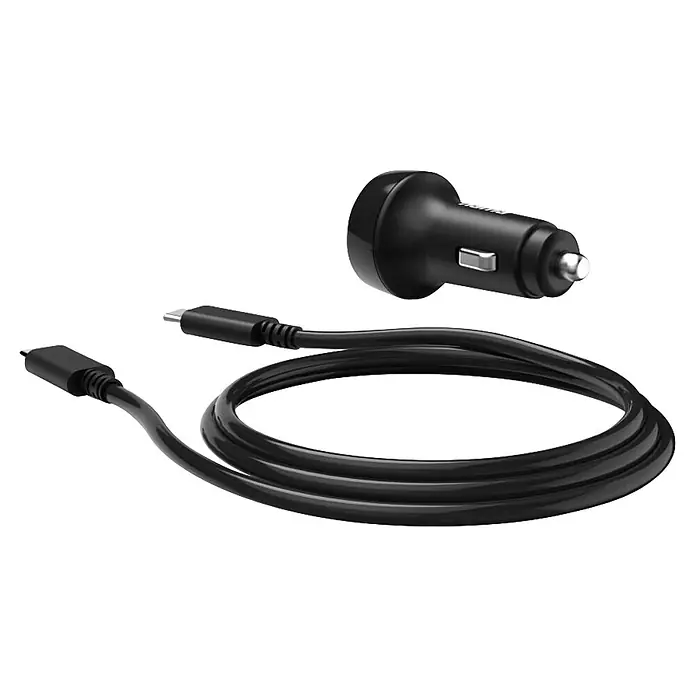 Hama USB-Kabel 00201614 mit Ladekabel USB-C PD 25 W - 1 m, Schwarz - Schwarzes Autoladegerät mit passendem schwarzem USB-C-auf-USB-C-Kabel.