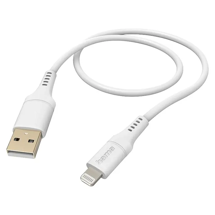 Hama USB-Kabel USB 2.0 Apple Lightning USB-A Flexibel 00201568 - 1,5 m, Weiß - Weißes Hama USB-A auf Lightning Lade- und Datenkabel.