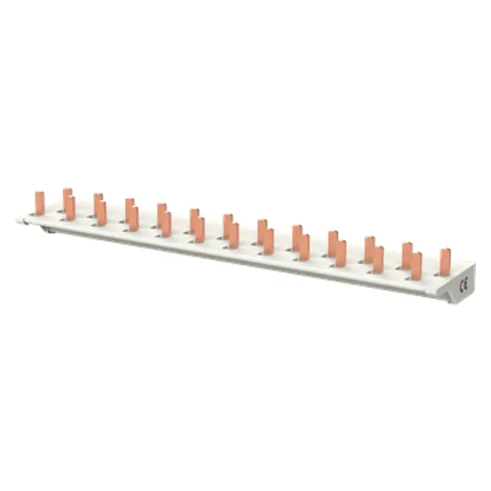 ABB Phasenschiene PSc 1/24/10 N 1Ph.+N, 12 Module, 24Pins,10qmm fuer FI/LS DS301C - 218 mm - Weiße Stromschiene mit mehreren Kupferstiften zur Stromverteilung.