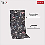 beo Gartenmöbel-Auflage Bregenz (Hochlehner, 6 Stk., L x B x H: 118 x 50 x 6 cm, Grau/Blumen) | BAUHAUS