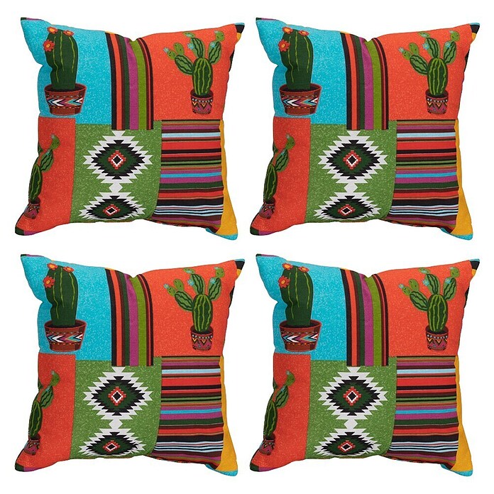 beo Outdoor-Kissen Mexico (Mehrfarbig, L x B x H: 37 x 37 x 12 cm, Kakteen, 4 Stk.) | BAUHAUS