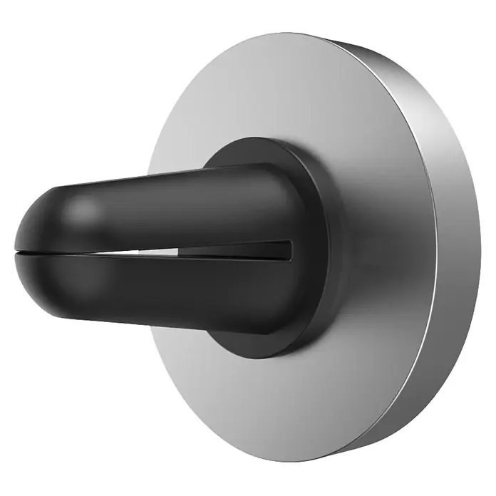 Hama Handyhalter 00201972 "Magnet" für Lüftung 360 Grad drehbar universal - Schwarz, Silber - Schwarze Auto-Lüftungshalterung mit silberner runder Basis.