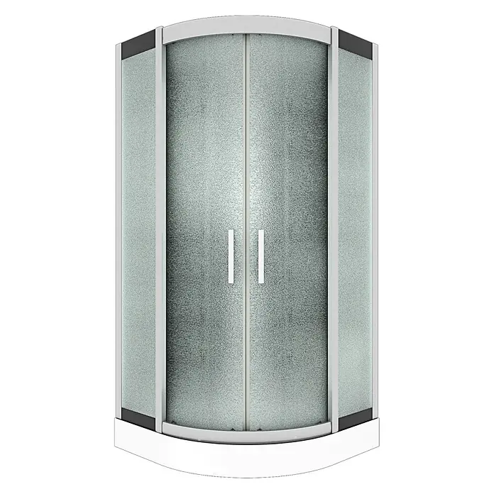 AcquaVapore Komplettdusche Dampfdusche D46-03M2 - 80 x 80 x 215 cm, Schwarz - Viertelkreis-Duschkabine mit Milchglas-Schiebetüren, weißem Rahmen und weißer Duschwanne.