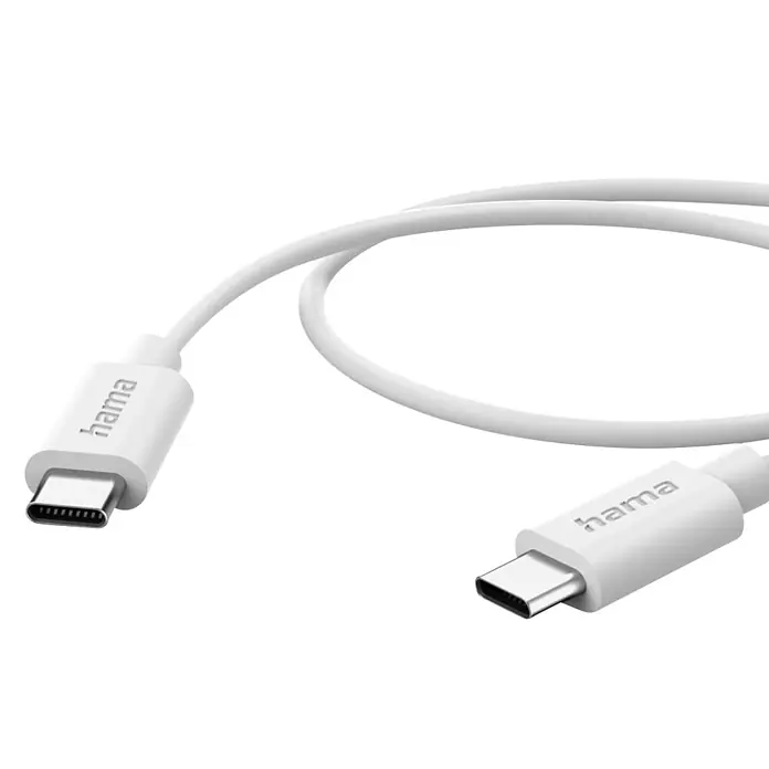 Hama USB-Kabel 00201675 mit Ladekabel USB-C Mini-Ladegerät PD 20 W - 1 m, Weiß - Weißes Hama USB-C zu USB-C Lade- und Datenkabel.