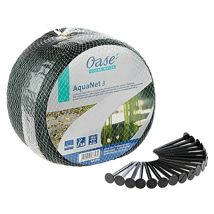 Oase Teichnetz AquaNet 3 - 600 x 1.000 cm, Anzahl Erdspieße: 18 Stk. - Oase AquaNet 3 Laubschutznetz zur Teichabdeckung mit Befestigungsheringen, schützt Ihren Teich vor Laub und Schmutz.