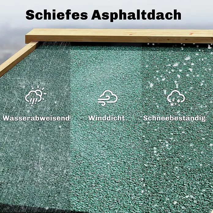 Outsunny Geräteschrank - Außenbreite inkl. Dachüberstand: 128 cm, Außentiefe inkl. Dachüberstand: 57,5 cm, Holz, Braun - Schiefes, dunkelgrünes Asphaltdach mit Holzrahmen, wasserabweisend, winddicht und schneebeständig.