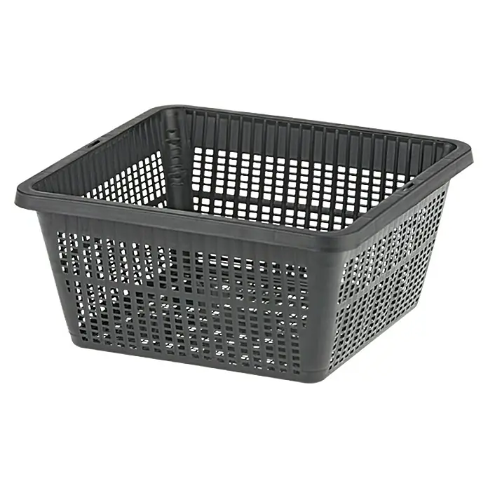 Oase Pflanzkorb - Quadratisch, 19 cm, 3 l - Grauer Wäschekorb aus Kunststoff mit vielen Löchern für Luftzirkulation, ideal für den Haushalt oder zur Aufbewahrung.