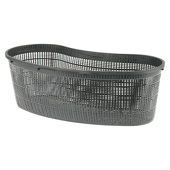 Oase Pflanzkorb - Oval, 45 cm, 12 l - Nahaufnahme eines grauen Wäschekorbs aus Kunststoff mit ovaler Form und Löchern zur Belüftung.