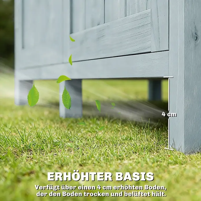 Outsunny Gartenschrank Grau 85L x 54B x 170H cm -  - Heller, grauer Holzschuppen mit 4 cm erhöhtem Boden zur Belüftung, auf Gras.
