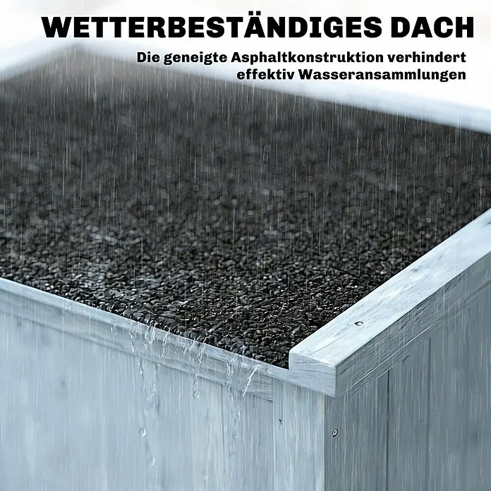 Outsunny Gartenschrank Grau 85L x 54B x 170H cm -  - Wetterbeständiges Asphaltdach auf heller Holzkonstruktion, Regen perlt effektiv ab.