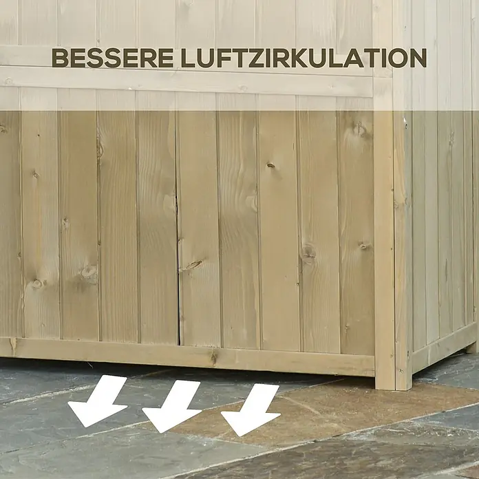 Outsunny Geräteschrank - Außenbreite inkl. Dachüberstand: 87 cm, Außentiefe inkl. Dachüberstand: 46,5 cm, Holz, Grau - Erhöhte Holzkonstruktion für bessere Luftzirkulation.