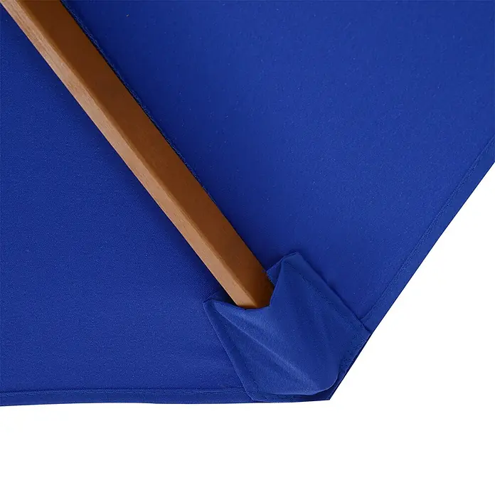Outsunny Marktschirm rund - Blau, Durchmesser Bespannung: 300 cm - Blauer Regenschirmstoff mit einer sichtbaren Holzstrebe.
