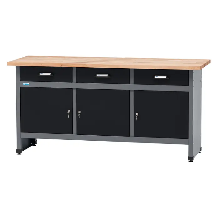 Küpper Werkbank - L x B: 170 x 60 cm, Arbeitshöhe: 84 cm, Belastbarkeit: 300 kg, Schwarz/Anthrazit
