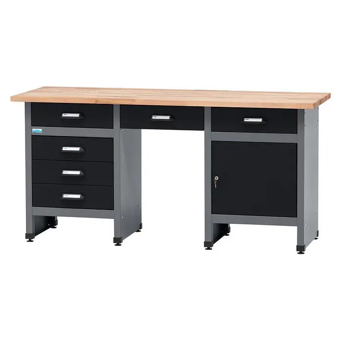 Küpper Werkbank - L x B: 60 x 170 cm, Arbeitshöhe: 84 cm, Belastbarkeit: 300 kg, Schwarz/Anthrazit, Anzahl Schubladen: 6 Stk.