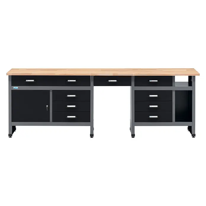 Küpper Werkbank - L x B: 240 x 60 cm, Arbeitshöhe: 84 cm, Belastbarkeit: 300 kg, Schwarz/Anthrazit