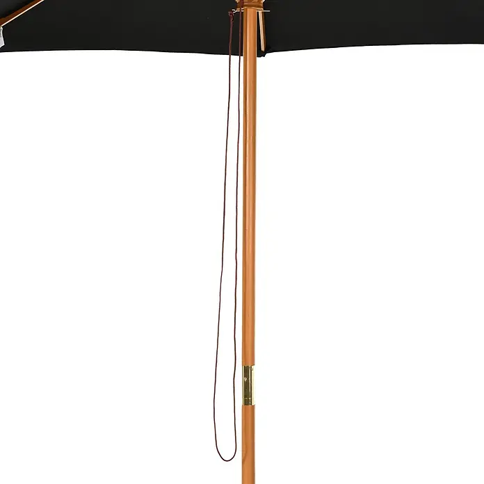 Outsunny Marktschirm rund - Schwarz, Durchmesser Bespannung: 300 cm - Schwarzer Sonnenschirm mit Holzstange und roter Zugschnur.