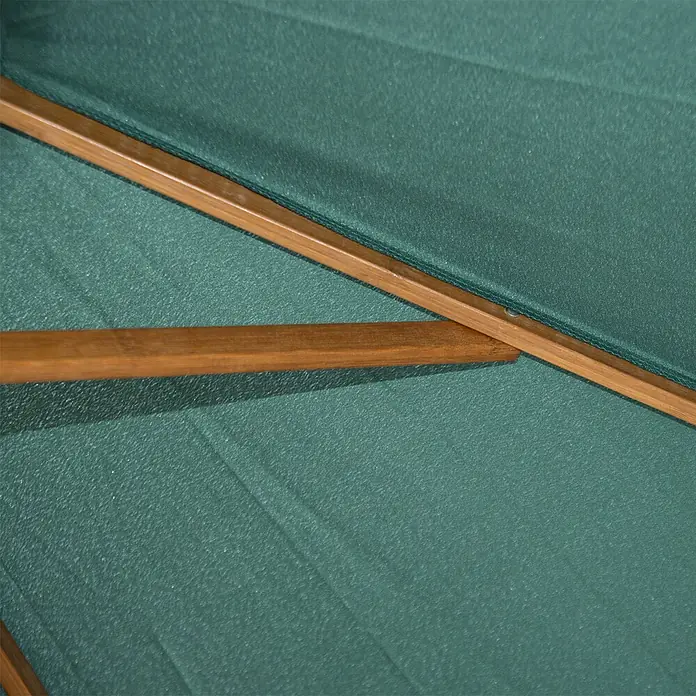 Outsunny Marktschirm rund - Grün, Durchmesser Bespannung: 270 cm - Grünes Stoffdach mit Holzrahmen.