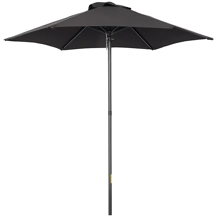 Outsunny Marktschirm rund - Schwarz, Durchmesser Bespannung: 233 cm - Offener schwarzer Terrassenschirm mit dunklem Mast und Winddach.
