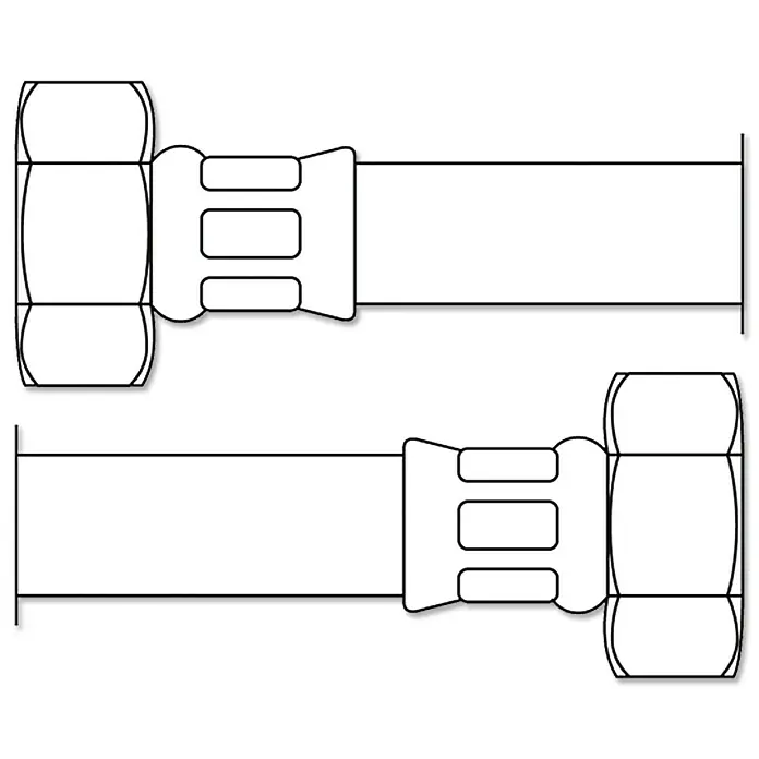 Panzerschlauch Flexo - 1″, Länge: 50 cm - Zwei Leitungskupplungen im technischen Schema, ideal für Installations- und Sanitärprojekte.