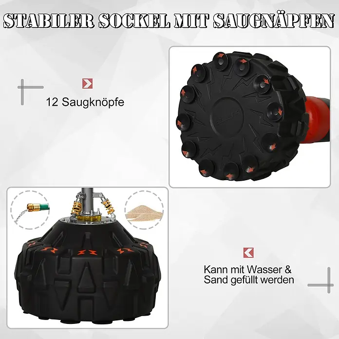 Homcom Boxsack - Schwarz - Schwarzer Boxsack-Sockel mit 12 Saugnäpfen und einem befüllbaren Reservoir für Wasser oder Sand, für Stabilität.