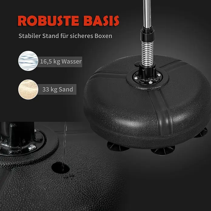 Homcom Boxsack - Schwarz - Schwarze Kunststoffbasis für Boxsackständer, befüllbar mit 16,5 kg Wasser oder 33 kg Sand für Stabilität.