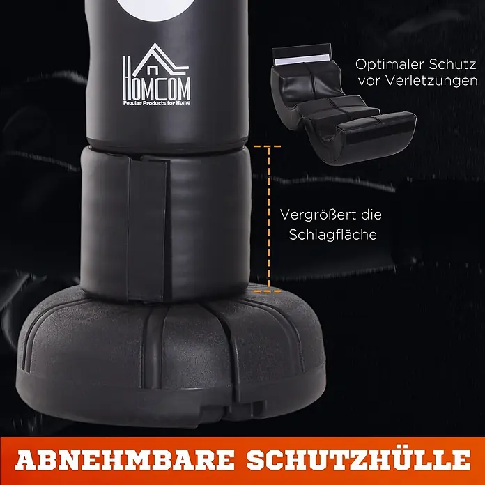 Homcom Boxsack - Schwarz - Abnehmbare schwarze Boxsack-Schutzhülle bietet optimalen Schutz und vergrößert die Schlagfläche.