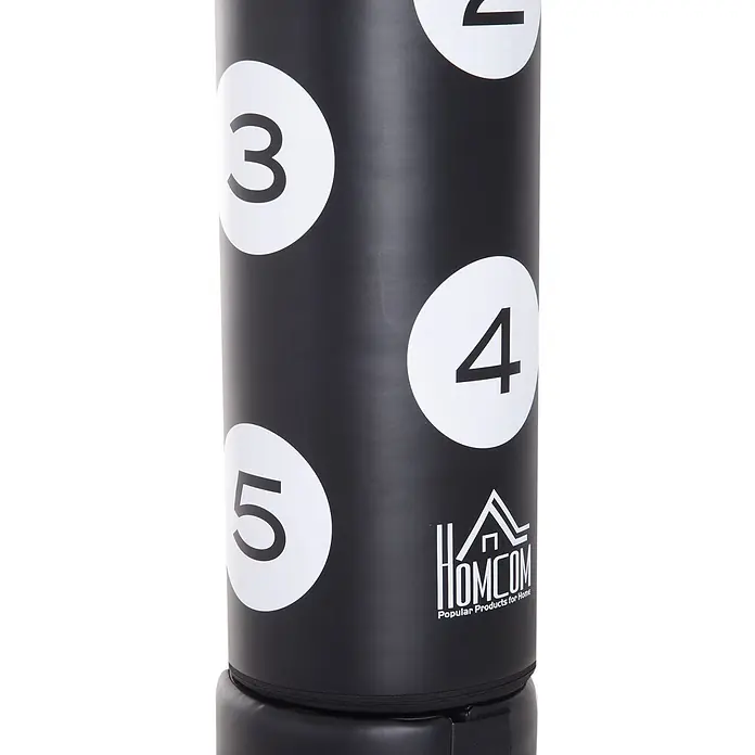 Homcom Boxsack - Schwarz - Schwarzer HOMCOM Boxsack mit weißen nummerierten Zielbereichen für Boxtraining.