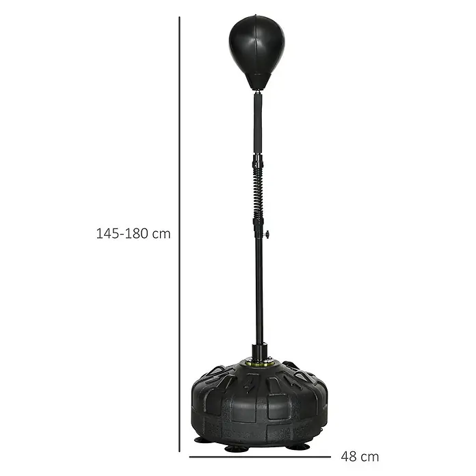 Sportnow Boxsack - Schwarz - Schwarzer Standboxsack mit verstellbarer Höhe (145-180 cm) und 48 cm breitem Standfuß.