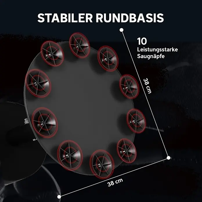 Sportnow Boxsack - Rot - Dunkle runde Basis mit 10 leistungsstarken, rot hervorgehobenen Saugnäpfen, 38 cm Durchmesser, für Stabilität.