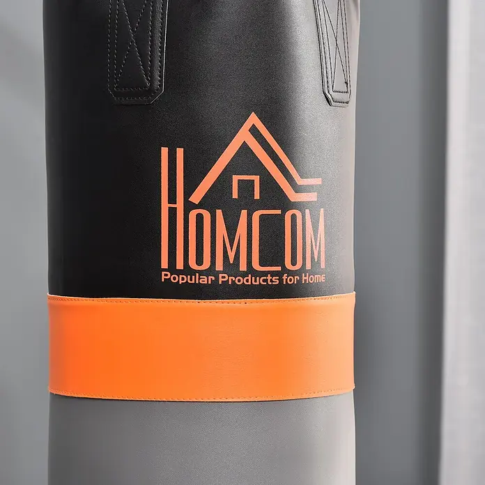 Homcom Boxsack - Schwarz - Schwarz-orange-grauer Boxsack mit 'HOMCOM'-Logo aus strapazierfähigem Material.