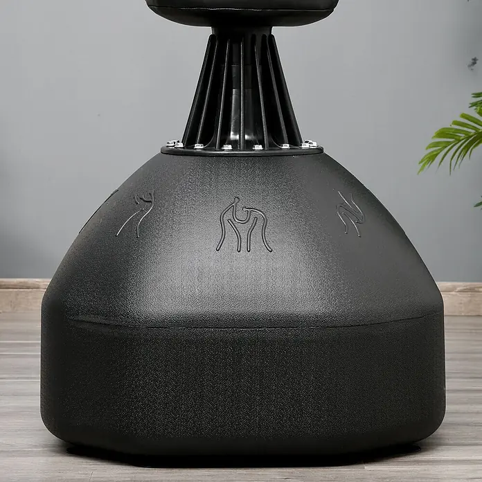 Homcom Boxsack - Schwarz - Schwarze, texturierte Basis eines freistehenden Boxsacks, mit geprägten Kampfsportsymbolen und verschraubter Stützsäule.