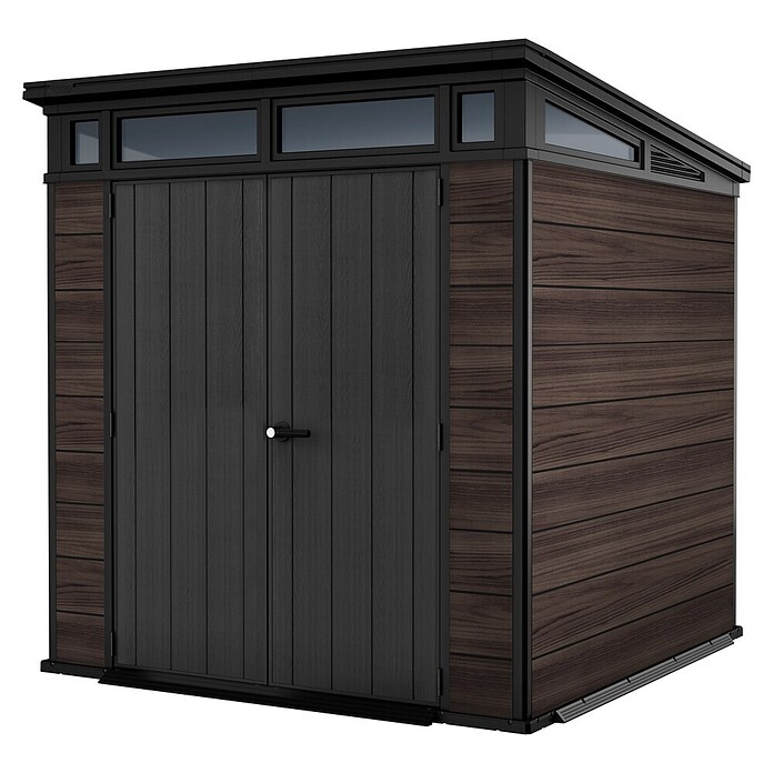 Keter Tuinhuis Rosewood Signature Pent 77 (Buitenmaat incl. dakoverstek (b x d): 216 x 218 cm, Kunststof, Bruin) | BAUHAUS