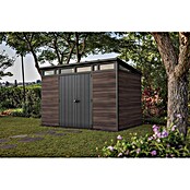 Keter Tuinhuis Rosewood Signature Pent 117 (Buitenmaat incl. dakoverstek (b x d): 342 x 218 cm, Kunststof, Bruin) | BAUHAUS