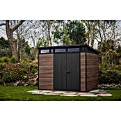Keter Tuinhuis Rosewood Signature Pent 97 (Buitenmaat incl. dakoverstek (b x d): 277 x 218 cm, Kunststof, Bruin) | BAUHAUS