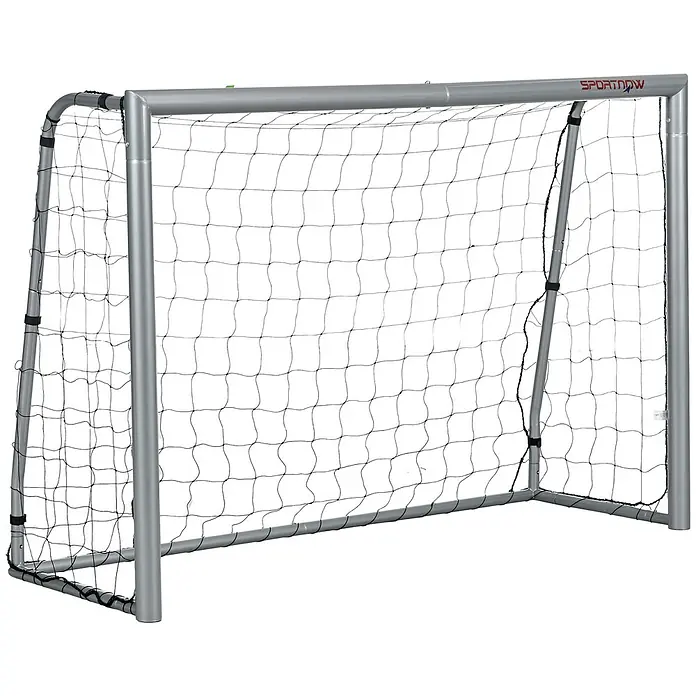 Sportnow Fußballtor - Grau, Stahl - Silbergraues Metall-Fußballtor mit schwarzem Netz.