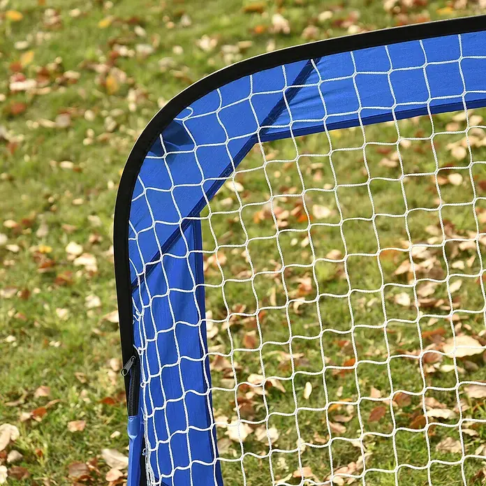 Homcom Fußballtor - 123 x 80 x 80 cm, Blau - Blaues Pop-up-Fußballtor mit weißem Netz auf Rasen.