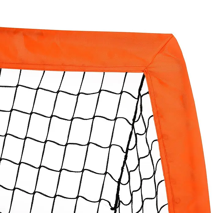Homcom Fußballtor - Orange, Metall - Orangefarbener Stoffrahmen mit schwarzem Netz, bildet die Ecke eines Sporttores.