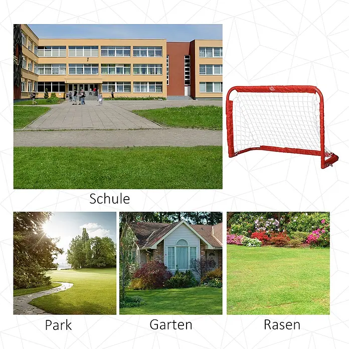 Homcom Fußballtor - Rot, Metall - Rotes Mini-Fußballtor mit weißem Netz.