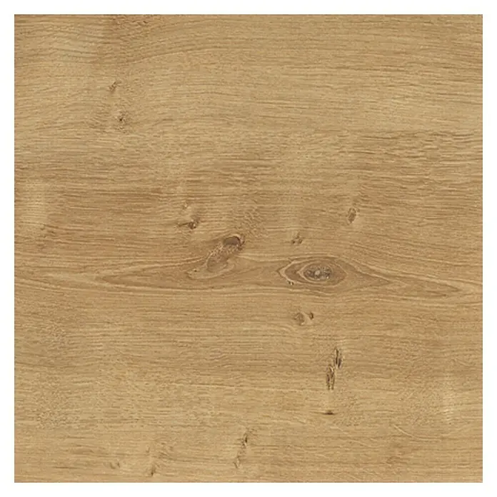 Resopal Basic Küchenarbeitsplatte nach Maß - Mountain Oak, Stärke: 3,8 cm, Breite: 60 cm - Nahaufnahme einer Holzoberfläche mit natürlicher Maserung und Astlöchern, die eine warme, rustikale Ästhetik vermittelt.