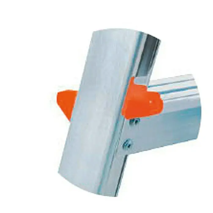 Krause Monto Escalera de tijera - Altura de trabajo: 2,65 m, Número de peldaños: 3 ud., Carga soportada: 150 kg, Aluminio - Primer plano de una bisagra para escalera Little Giant de alta calidad, que promete robustez e ingeniería precisa para aplicaciones seguras.