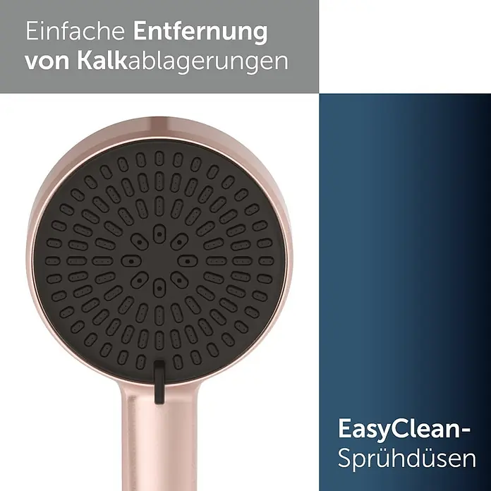 Ideal Standard Alu+ Duschsystem Ceraflow BE204RO - Lochabstand: 60 cm, Anzahl Strahlarten: 2 Stk., Rose, Form Kopfbrause: Eckig - Roségoldener Duschkopf mit schwarzen EasyClean-Düsen zur einfachen Kalkentfernung.