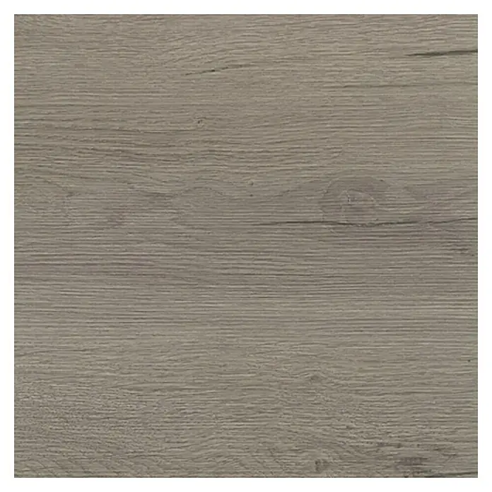 Resopal Canto de PVC - Platin Oak, 180 x 4,4 cm - Primer plano de una superficie de madera gris-marrón con grano fino, ideal para diseños de muebles y decoraciones rústicas.