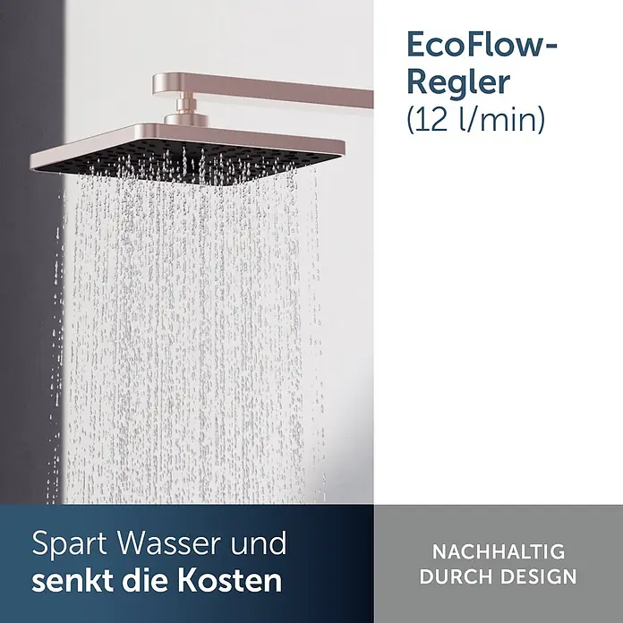 Ideal Standard Alu+ Kopfbrause Idealrain - B x L: 260 x 260 mm, 12 l/min, Rosé - Roségoldfarbener, quadratischer Duschkopf sprüht Wasser.